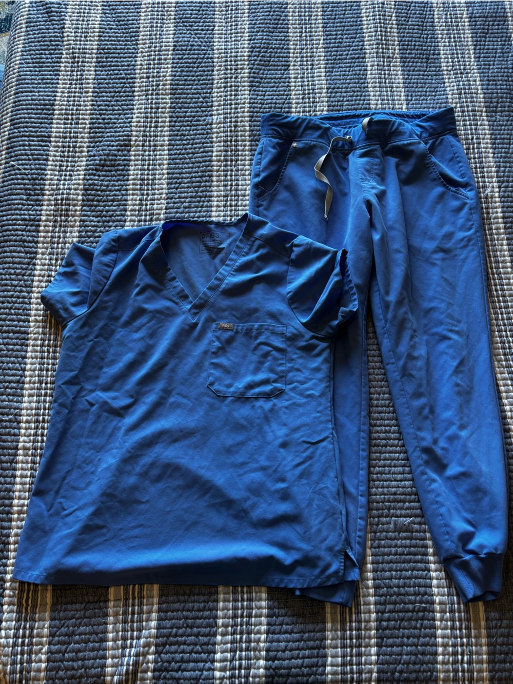 FIGS ceil blue jogger scrub set. Women's large.